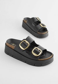 Next FOREVER COMFORT DOUBLE BUCKLE FLATFORM - Pantoletai - black