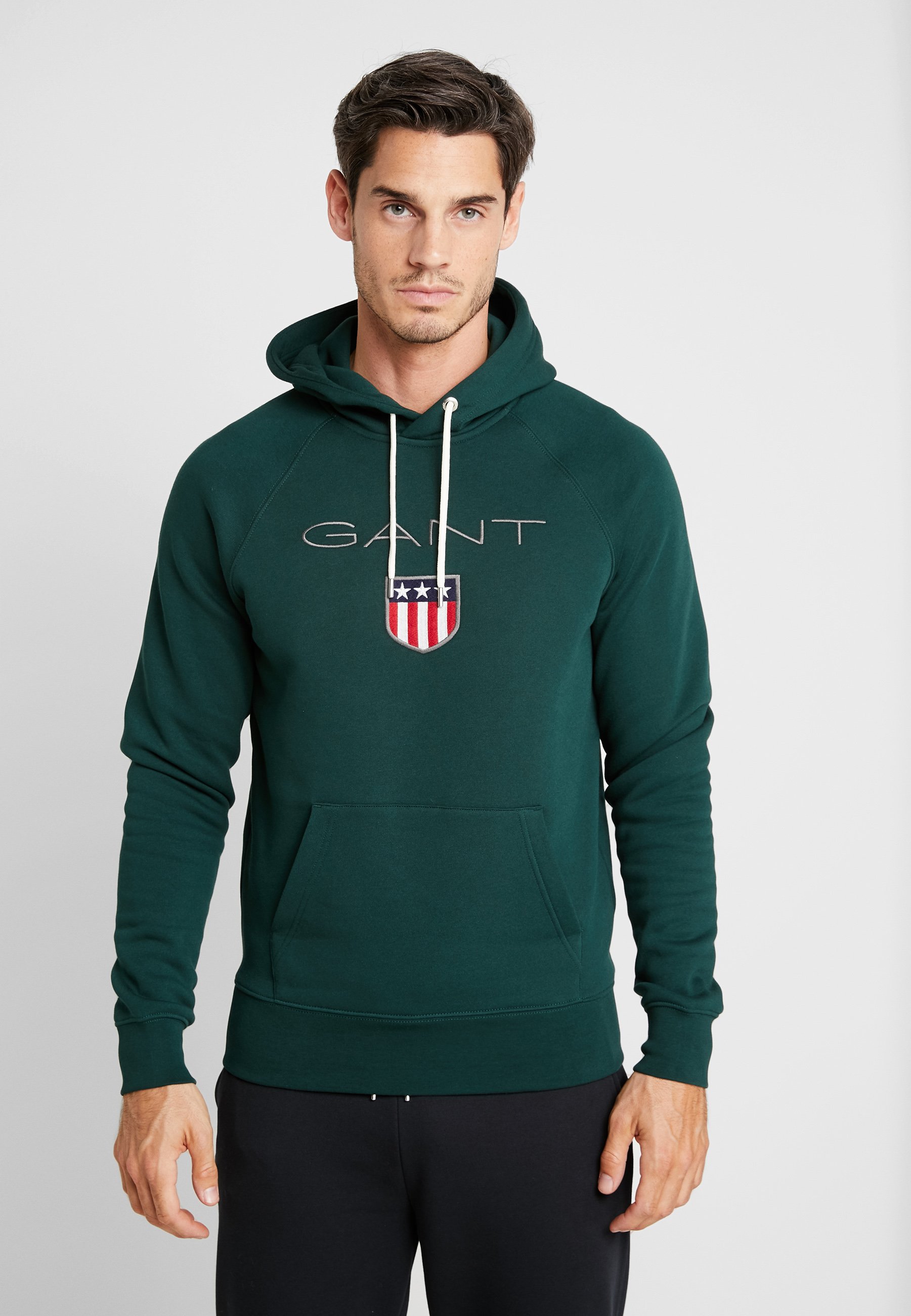 GANT SHIELD HOODIE - Kapuzenpullover - tartan green/grün