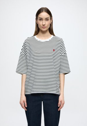 STRIPE - T-shirt print - offwhite navy blue stripe