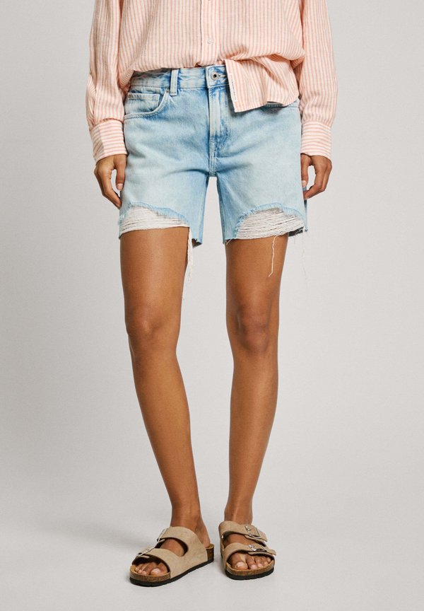 REGULAR DISTRESSED - Jeans Shorts - denim