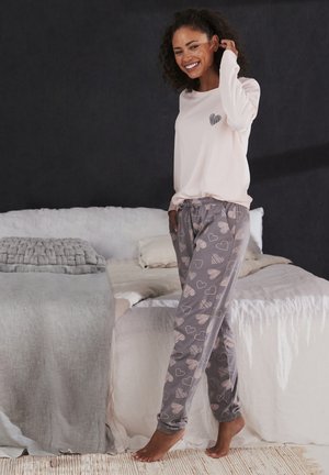 LASCANA, LASCANA PYJAMA SET - Nachtwäsche Set - rosa-grau