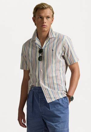 CLASSIC FIT STRIPED CHAMBRAY CAMP SHIRT - Chemise - off white/red multi