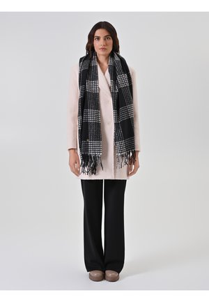 Rinascimento A QUADRI BICOLORE CON FRANGE - Écharpe - black