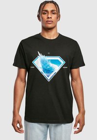Black cotton t-shirt featuring a blue and white diamond graphic with ice-like textures, text "TAKE ME HOME" on either side.
