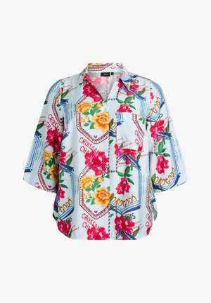 Zizzi, HEMDBLUSE MIT 1/2 ÄRMELN UND FARBENFROHEM PRINT - Blusa - blau