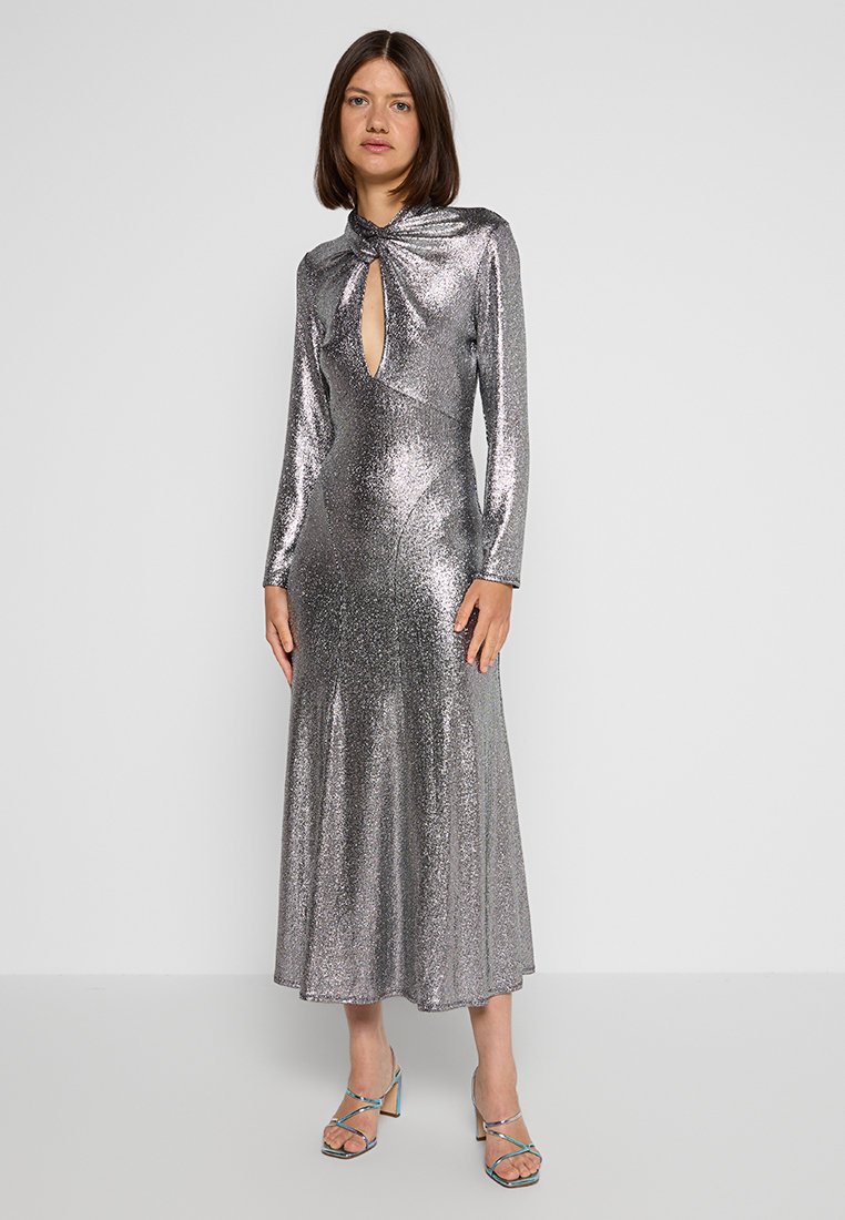 sandro Cocktailjurk zilverkleurig sandro Cocktailjurk zilverkleurig