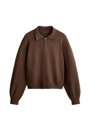 OYSHO, KNIT POLO JACKET - Gilet - cocoa