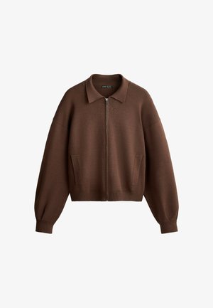 OYSHO, KNIT POLO JACKET - Gilet - cocoa