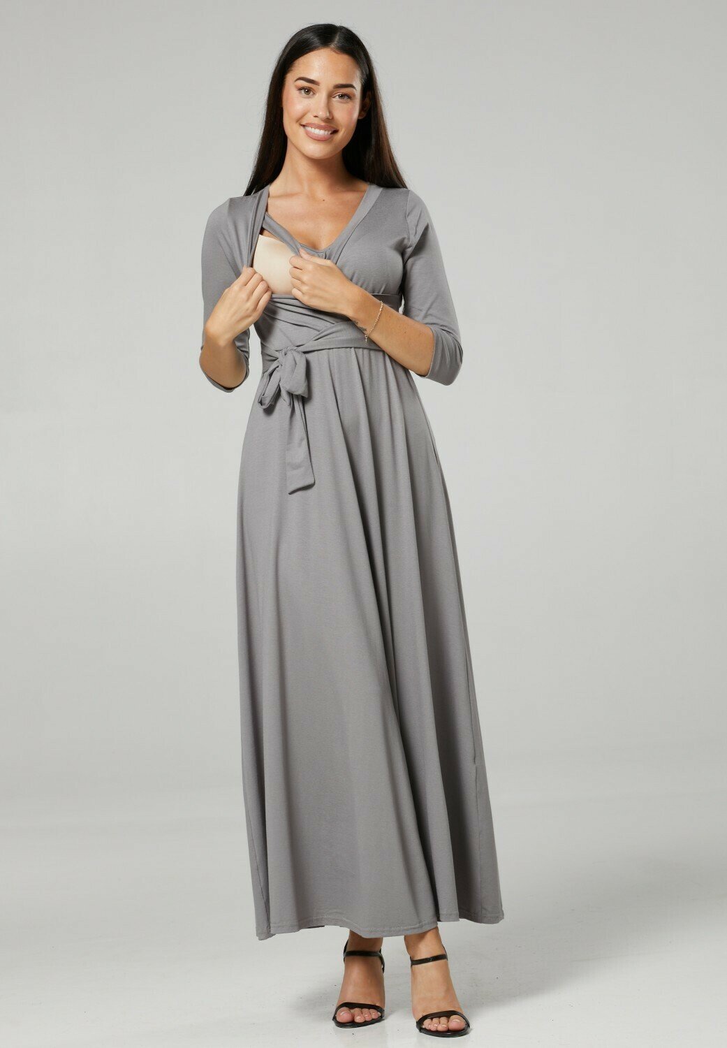 Happy Mama NURSING - Maxi dress - steel grey/light grey - Zalando.co.uk Happy Mama NURSING - Maxi dress - steel grey/light grey - Zalando.co.uk