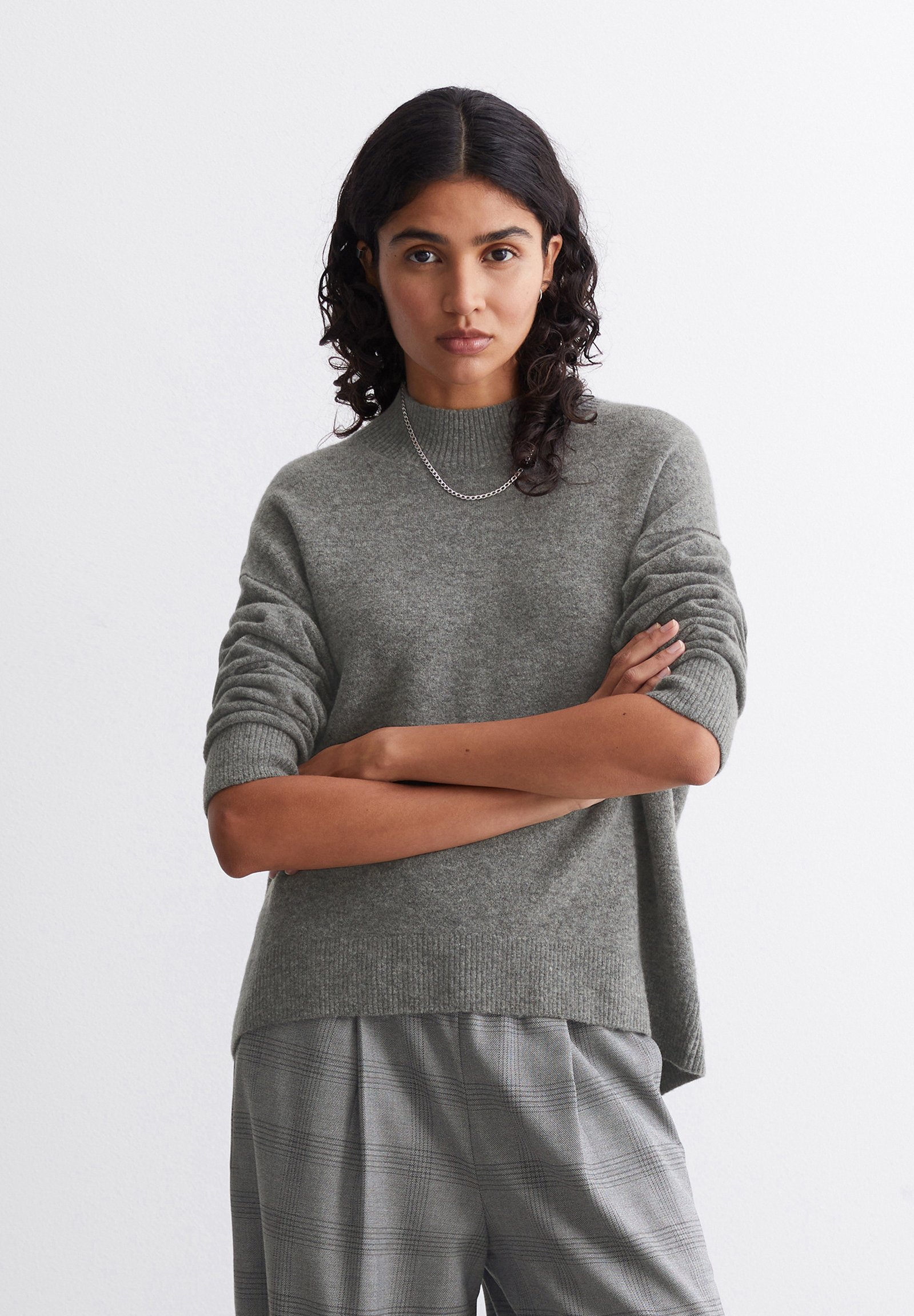 Marc O'Polo DENIM MOCK NECK Strickpullover dark shadow melange