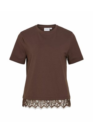 VILA, VINORA S/S LACE T-SHIRT - NOOS - T-shirt imprimé - coffee bean