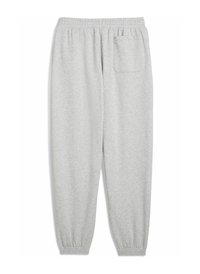 Lys grå sweatpants lavet af blødt stof, med elastisk talje, ribbede mansjetter og en enkelt baglomme.