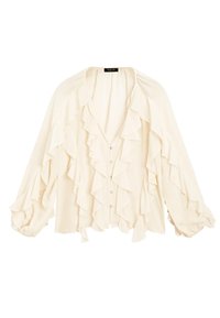 FLOWING GARMENT WITH RUFFLES - Camicia - beige