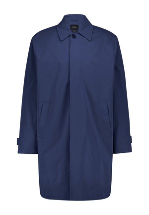 Tummansininen, keskipitkä sadetakki, joka on valmistettu vettä hylkivästä kankaasta. Ominaisuuksiin kuuluu klassinen kaulus, etupainonappi-kiinnitys ja sivutaskut.