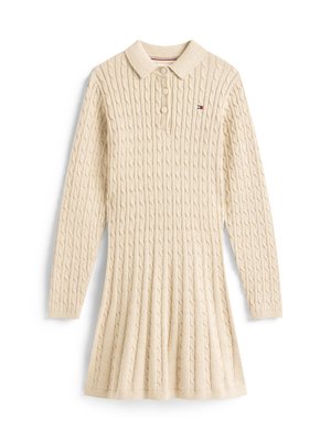 Tommy Hilfiger CABLE SWEATER DRESS - Abito in maglia - malted milk