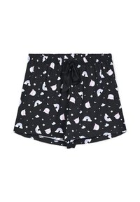 Pantaloni corti neri con un motivo giocoso di arcobaleni, cuori e nuvole. Realizzati in un materiale morbido con vita elastica e cordoncino.