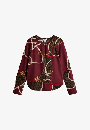 Next, PETITE FIT - LONG SLEEVE V-NECK OVERHEAD BLOUSE - Blúzka - burgundy scarf print