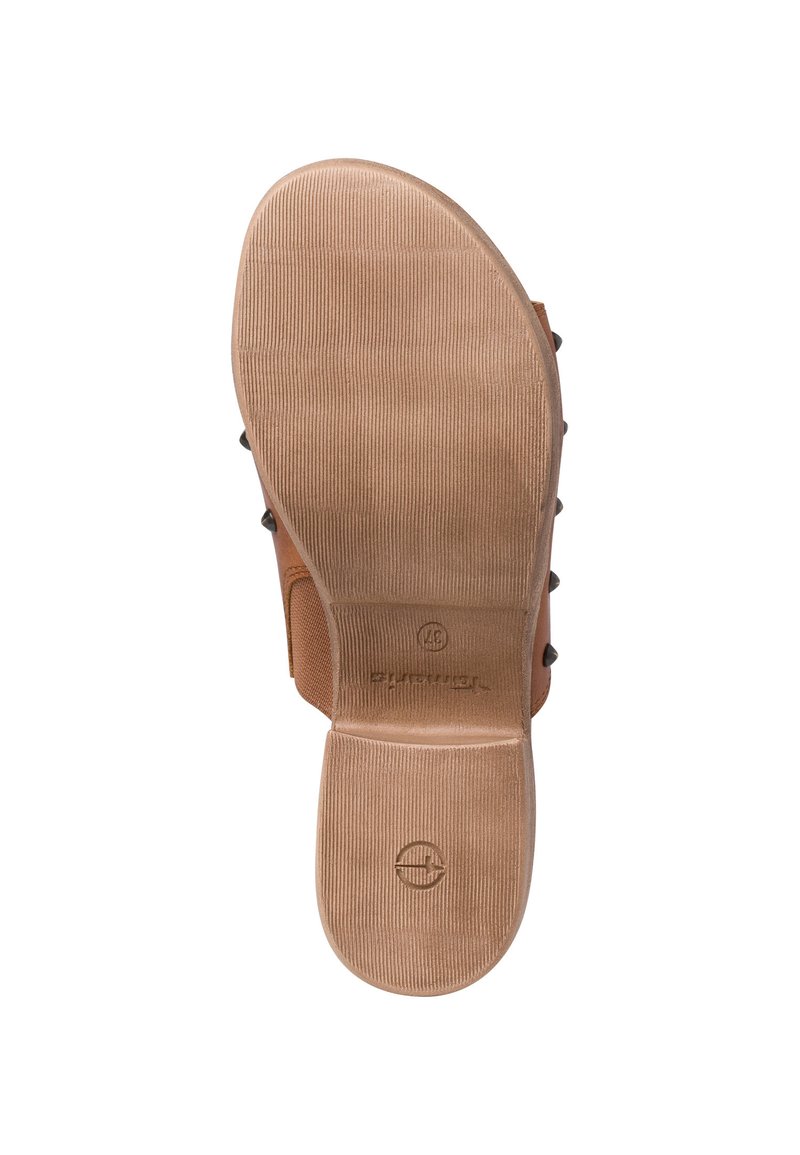 Damen Flache Pantoletten | Tamaris Clogs cognac leather/braun - PW63370 Damen Flache Pantoletten | Tamaris Clogs cognac leather/braun - PW63370