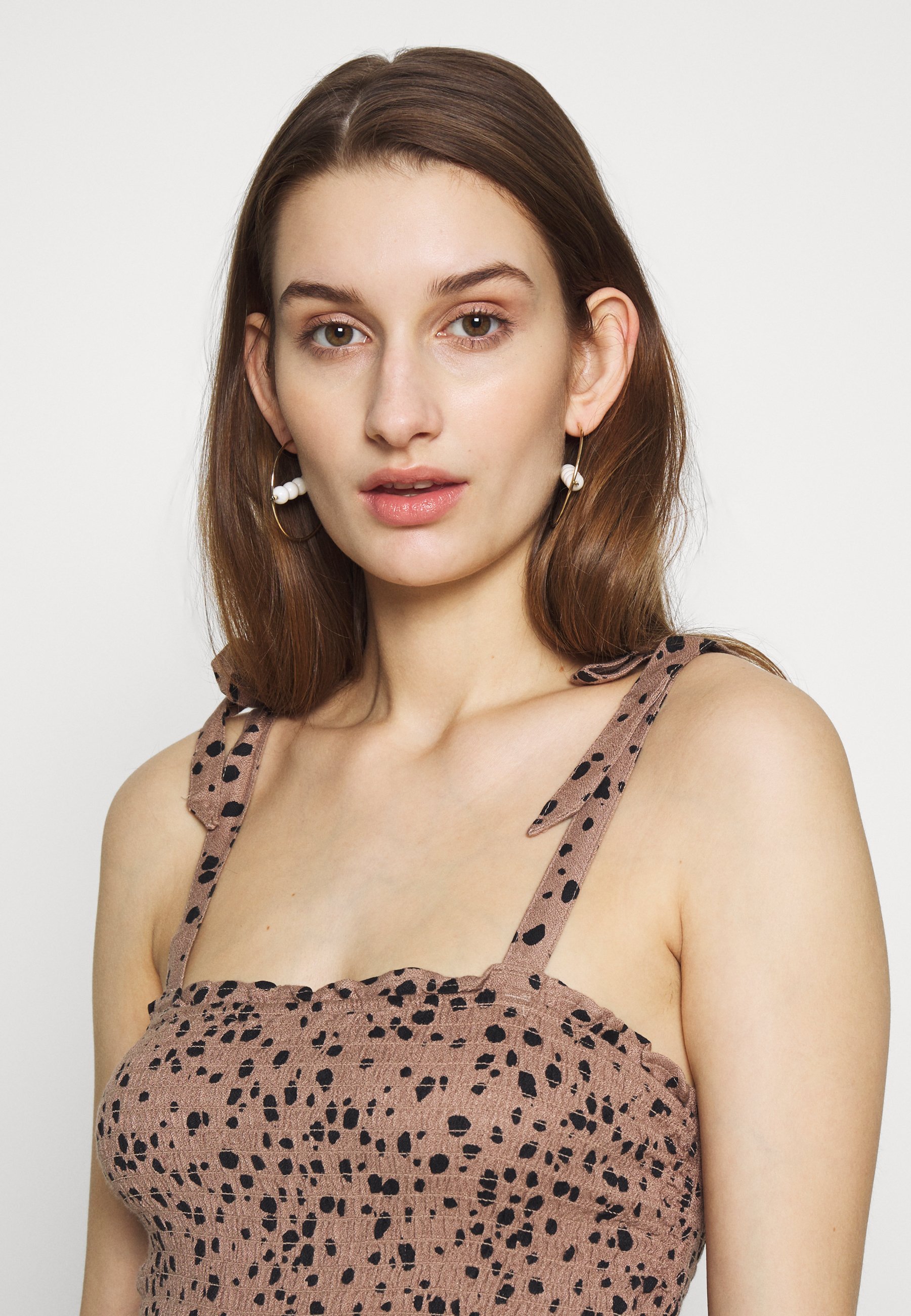 Abercrombie & Fitch SMOCKED BODICE Jumpsuit brown cow Abercrombie & Fitch SMOCKED BODICE - Jumpsuit - brown cow