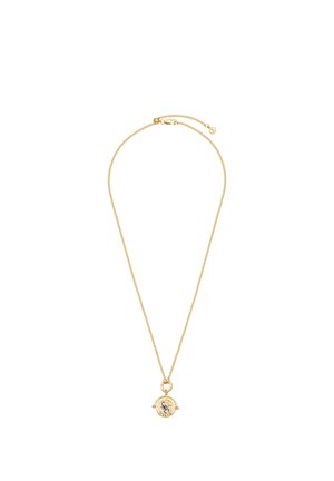 Gold chain necklace with a round pendant featuring a scorpion design and the word "ORIGINAL" engraved around it.