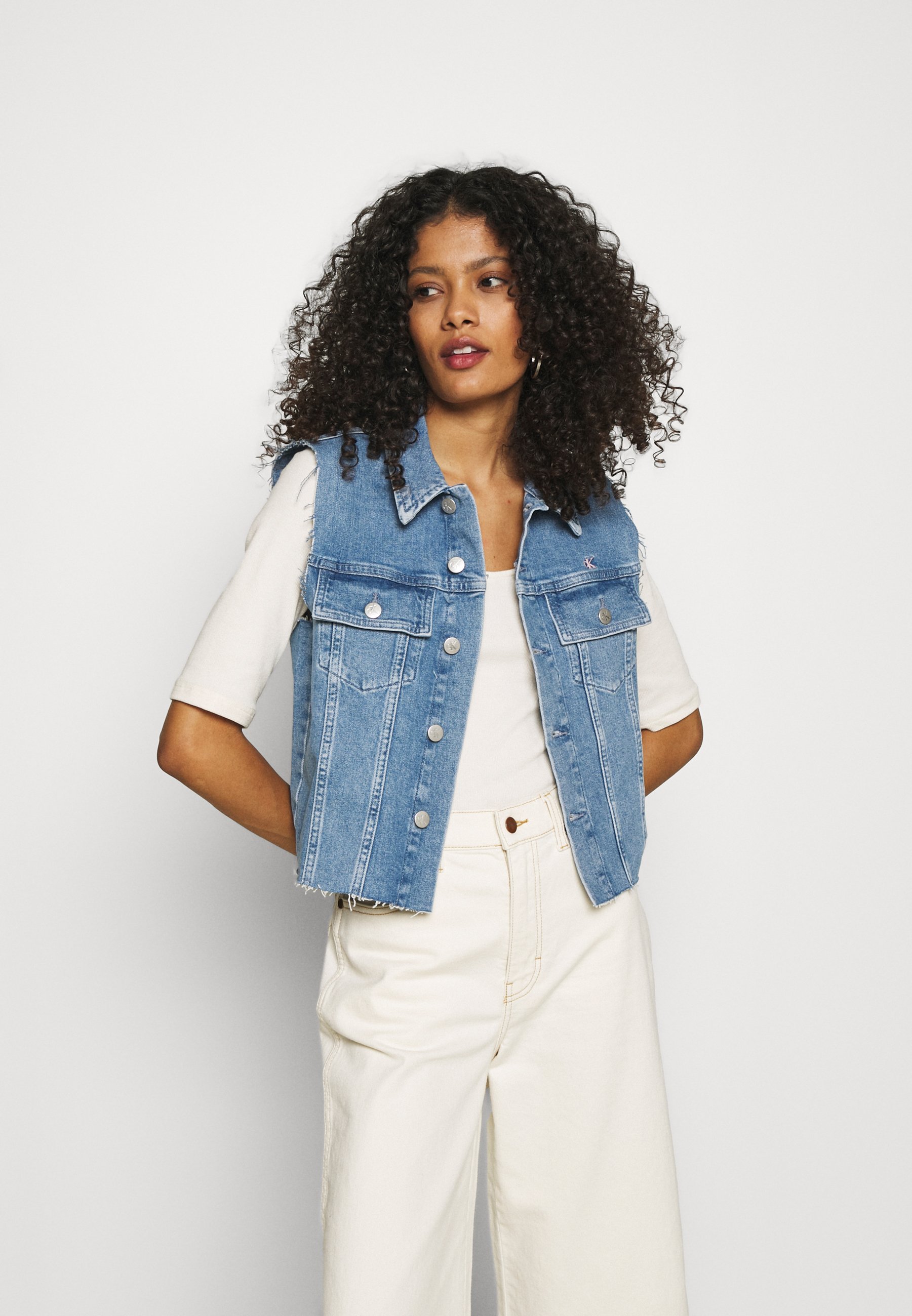 Calvin Klein Jeans PRIDE CROPPED VEST - Smanicato - denim medium/blu denim  - Zalando.it