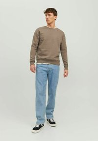 Jack & Jones JJESTAR CREW NECK - Felpa - dark brown  evergreen