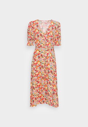 ONLY ONLFREDERIKKE V NECK BELT DRESS - Vestido camisero - cloud dancer/pink