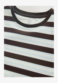 Unselected, ecru chocolate brown blue stripe