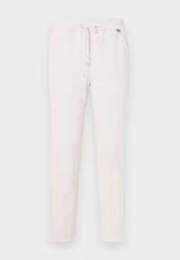 Hellrosa Jogginghosen mit elastischem Bund, Kordelzug und Seitentaschen. Verfügen über ein konisch zulaufendes Bein-Design und dezente Nähdetails.