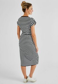 JoJo Maman Bébé MATERNITY NURSING MIDI - REGULAR FIT - Žerzejové šaty - black cream stripe