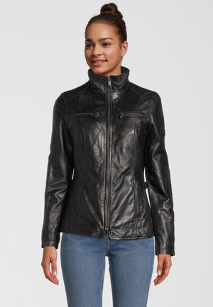 MIT STEHKRAGEN - Leren jas - black