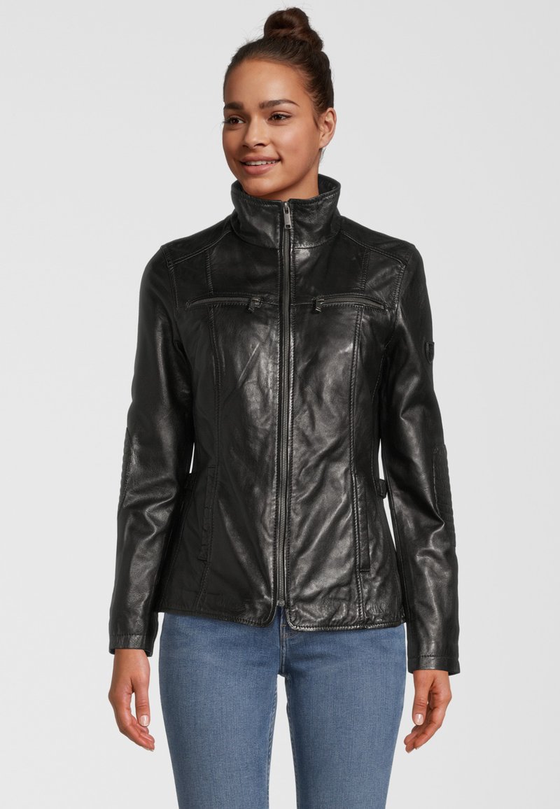 H.I.S MIT STEHKRAGEN - Lederjacke - black