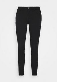 Zwarte denim skinny jeans met een middelhoge taille, twee voorzakken en een enkele knoopsluiting. Kenmerkt zich door een slanke, gladde textuur.