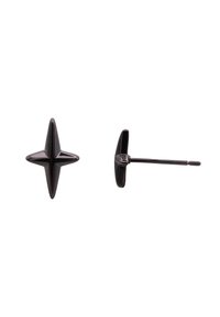 Svart stjerneformet studs med glansfull overflate. Har spisse tupper og en rett stam for sikker montering.