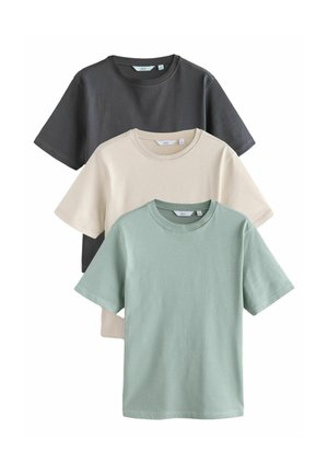 Next HEAVYWEIGHT 3 PACK - REGULAR FIT - T-Shirt basic - blue ecru slate grey contrast stitch