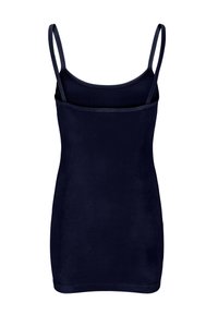 Top navy senza maniche con spalline sottili, realizzato in tessuto morbido. Design slim fit, costruzione senza cuciture e orlo dritto nella parte inferiore.