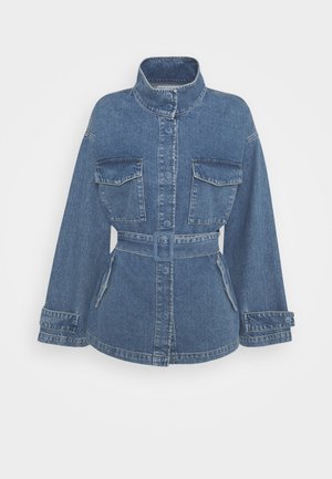 BELTED OVERSIZED JACKET - Chaqueta vaquera - mid blue