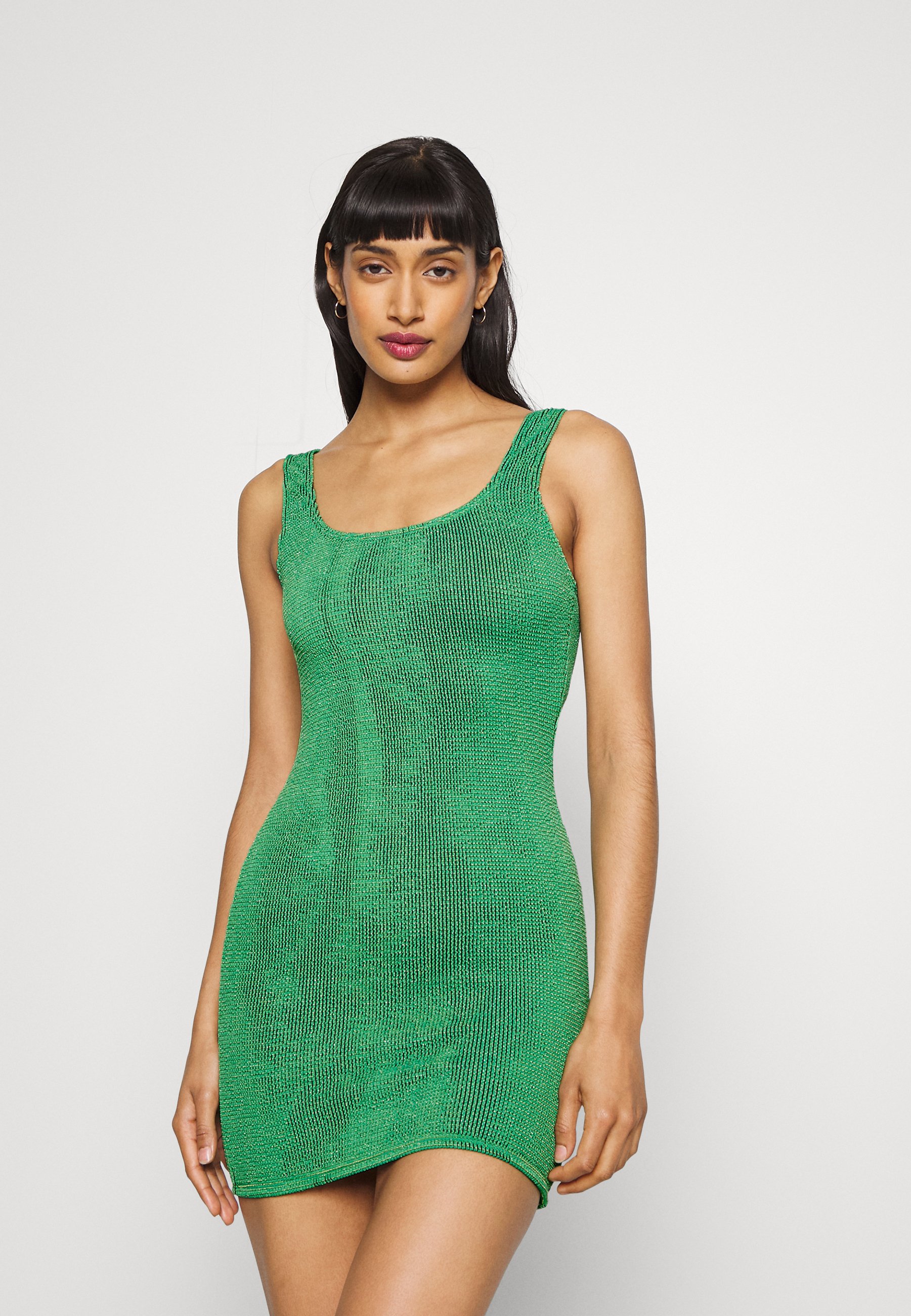 good american green dress Good American Dresses | Good American Mesh Ruched Button Up Mini Dress Size 3 (Large) | Color: Green | Size: L