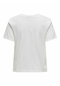 Hvid bomulds t-shirt med en afslappet pasform, korte ærmer, en rund halsudskæring og en ensfarvet ryg uden grafik eller udsmykninger.
