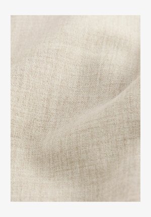 Helles beiges Gewebe mit einem strukturierten, gewebten Muster; wirkt weich und glatt mit subtilen Farbvariationen. Ideal für verschiedene Textilanwendungen.