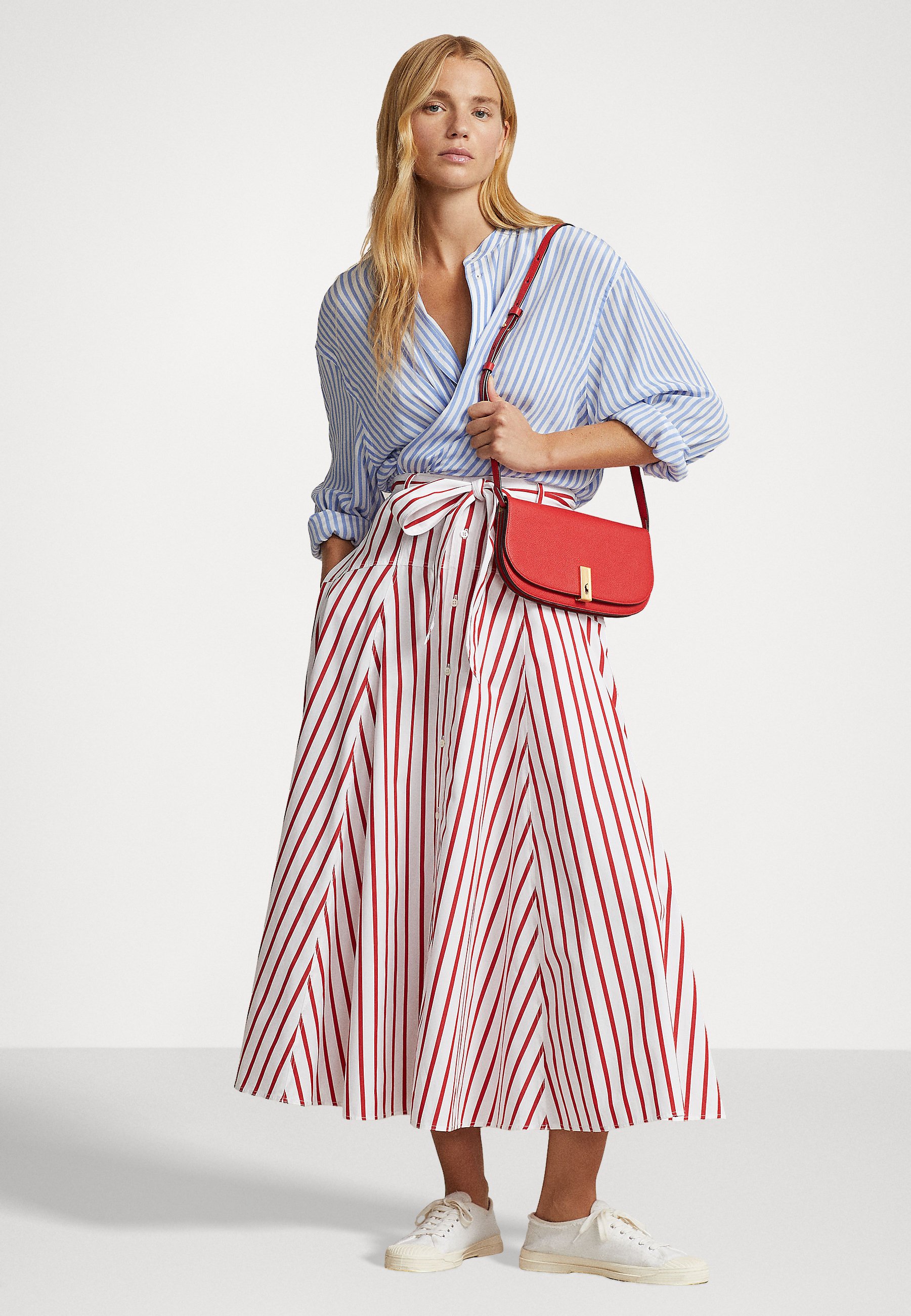 ワンピース POLO RALPH LAUREN Women Mid Skirts Polo Ralph Lauren MID FULL - A-line skirt - red/white/white