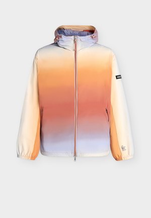 Ζακέτα με κουκούλα και φερμουάρ με διαβαθμισμένα χρώματα από κρεμ έως πορτοκαλί και ανοιχτό μπλε, ελαστικές μανσέτες, πλαϊνές τσέπες και ετικέτα SPF 50+ στο μανίκι.