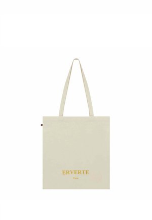 Cremefarbener Tragetasche mit langen Griffen und goldenem Schriftzug "ERVERTE Paris" mittig auf der Vorderseite.