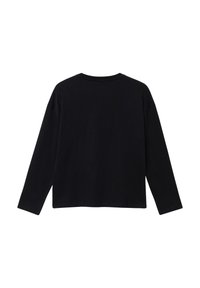 Czarna longsleeve T-shirt z okrągłym dekoltem, luźnym krojem i miękką bawełnianą strukturą. Brak widocznych wzorów lub detali graficznych.