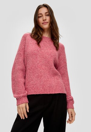 QS, MIT ÜBERSCHNITTENEN SCHULTERN - Strickpullover - himbeere