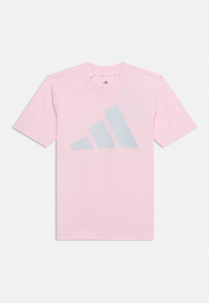 adidas JUNIOR BLOCK TEE UNISEX - Sports T-shirt - clear pink/solid grey