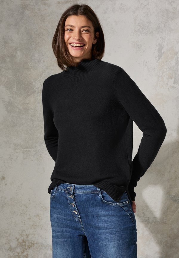 MIT STEHKRAGEN - Strickpullover - schwarz