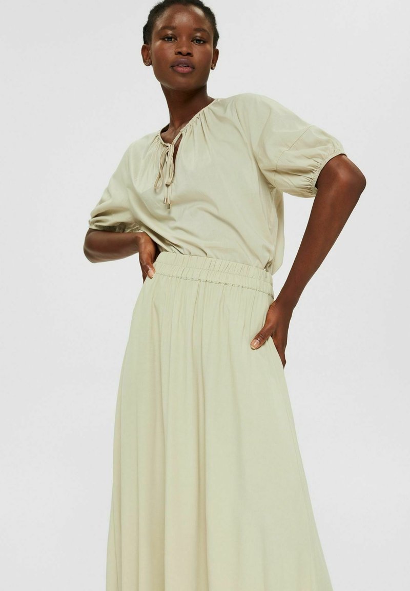 Esprit Collection Pleated skirt dusty green/green Zalando.co.uk