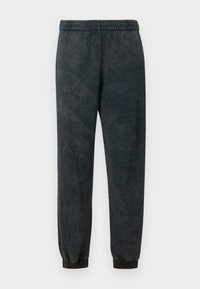 Dunkelgraue Fleece-Sweatpants mit elastischem Bund und Bündchen, gerade geschnitten, entworfen für die Freizeit.