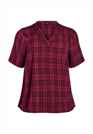 MIT KARO-MUSTER UND V-AUSSCHNITT - Blouse - burgundy